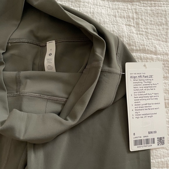 SOLD NWT lululemon Align 25” grey sage - Picture 2 of 6